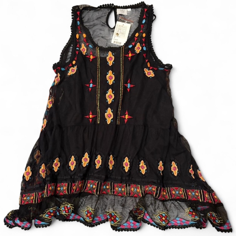 $148 Anthropologie HD in Paris Aaina Embroidered Tunic Top Sz M - Picture 3 of 5